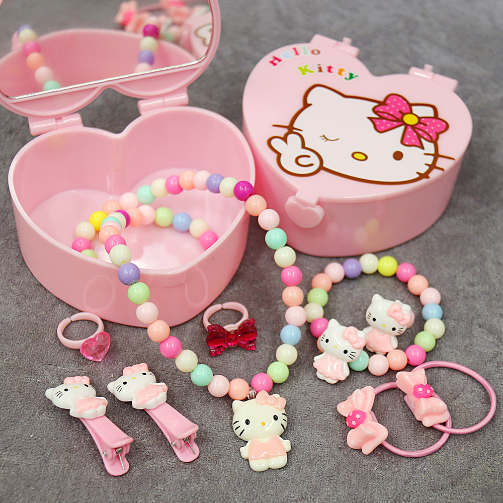 儿童项链公主可爱女童戒指手链女孩饰品套装宝宝卡通首饰发饰kt猫