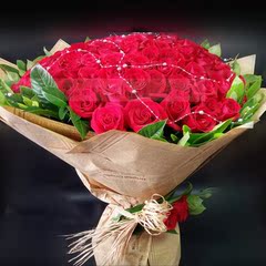 实拍花泥保鲜！北京生日周年鲜花速递99朵红玫瑰花束送花店