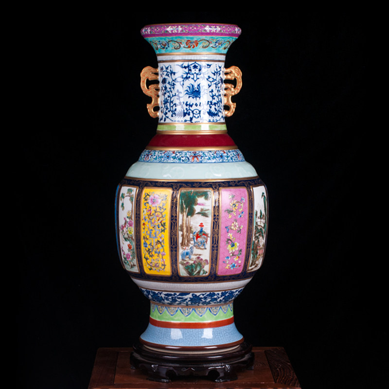 景德镇陶瓷器仿古瓷母大花瓶家居客厅电视柜旁落地插花装饰品摆件