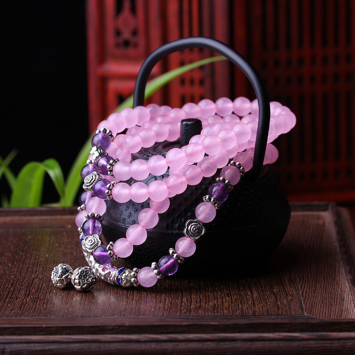 酷美乐购 - 卿宝宝 开光芙蓉玉莲花佛珠手链108佛珠 强招桃花 旺夫 旺