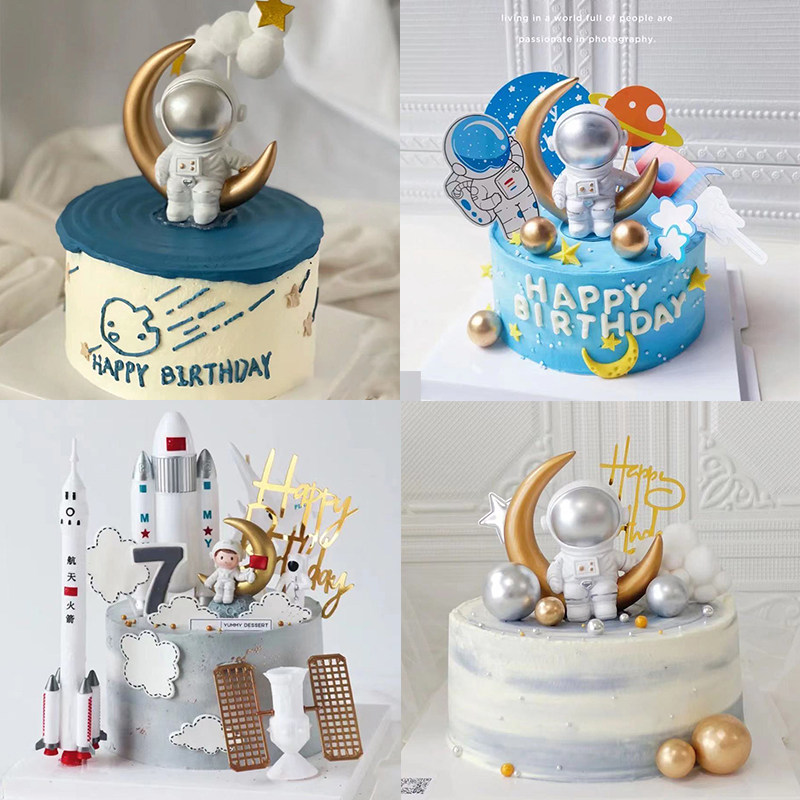 太空宇航员蛋糕装饰摆件情景主题生日烘焙插件火箭发射航天梦想