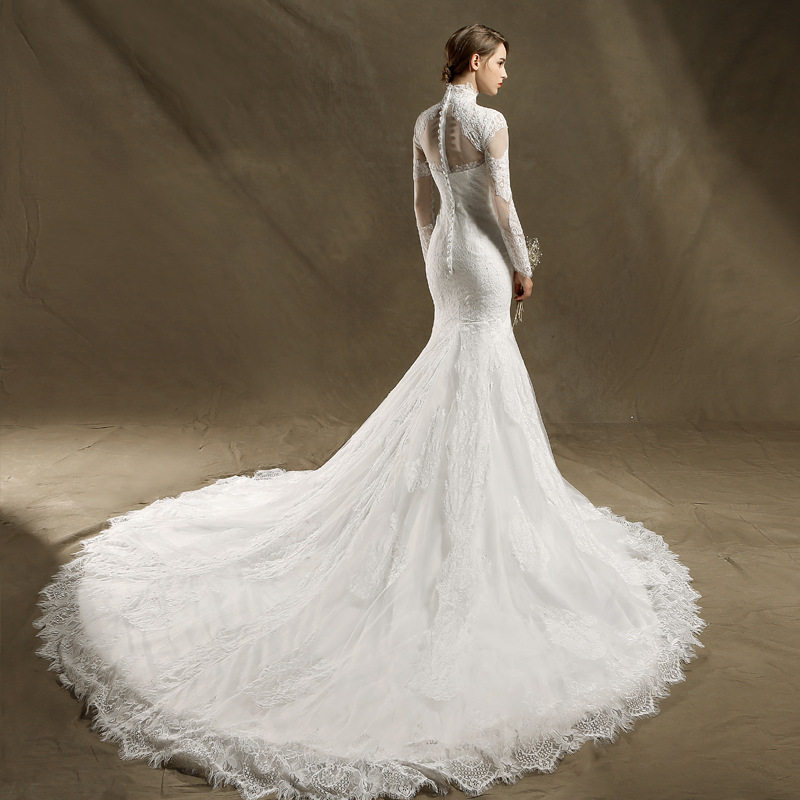 婚纱鱼尾拖尾修身