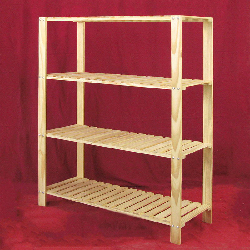 宜哉 实木玩具架原木置物架货架木质层架四层109cm高