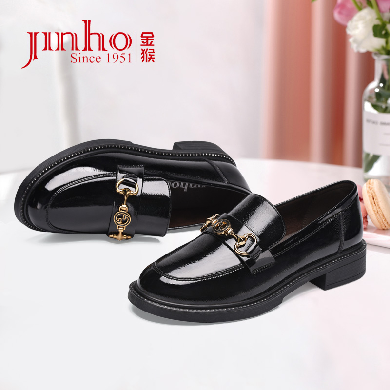 金猴乐福鞋女2022春夏新款女鞋英伦风小皮鞋复古jk制服厚底女单鞋