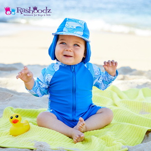 澳大利亚Rashoodz儿童长袖/短袖带帽连身泳衣拉链宝宝连体泳衣