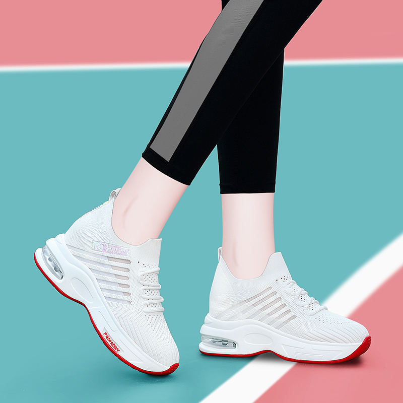 透气网面单网鞋女士2019新款夏季运动鞋时尚百搭休闲鞋内增高女鞋