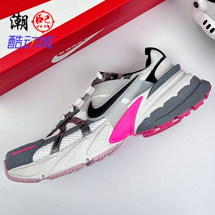 Nike V2K Run白银白绿复古减震防滑女子低帮跑步鞋FZ5061-100