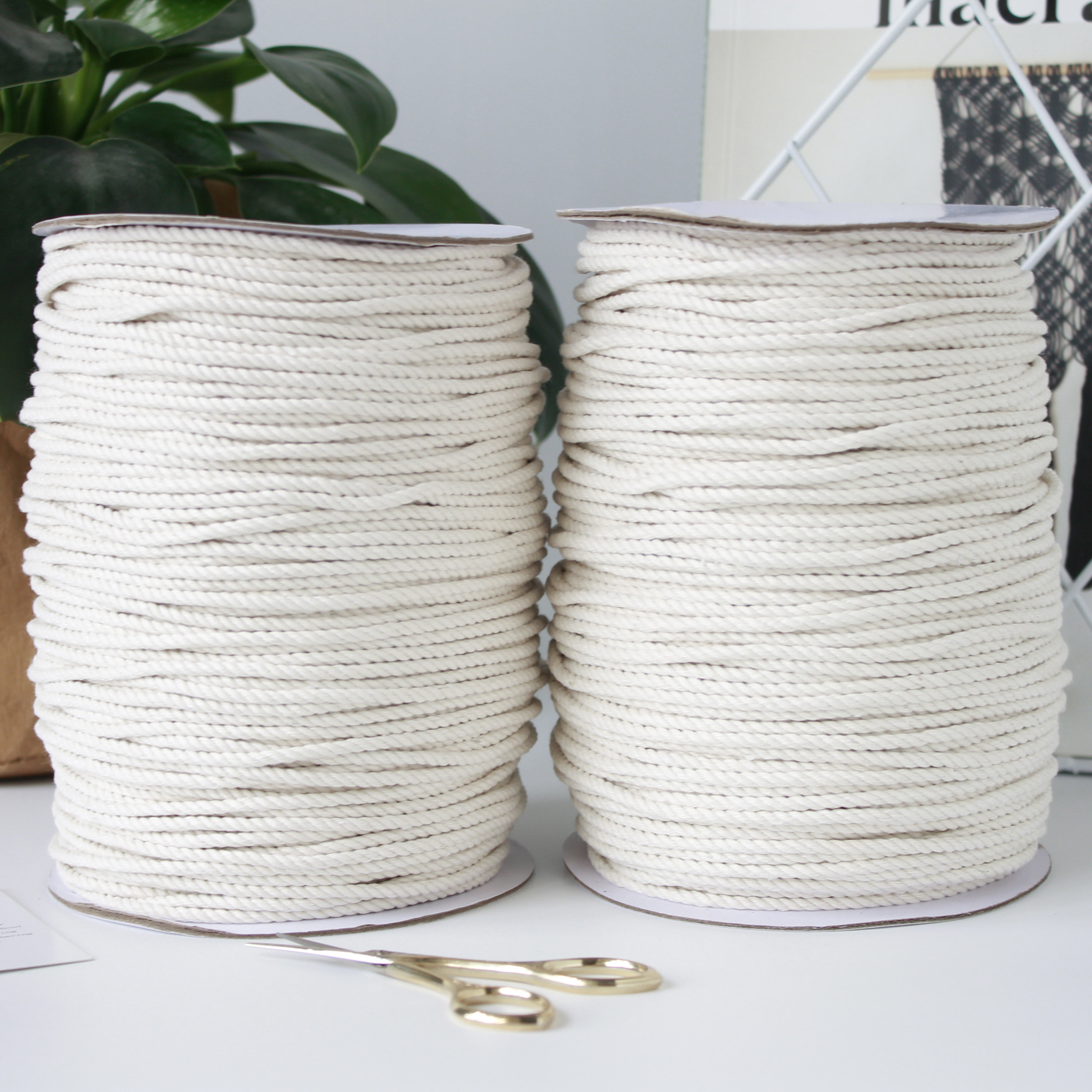 夏薾macrame纯棉绳三股绳diy手工编织绳挂毯绳全棉三股中粗编织绳