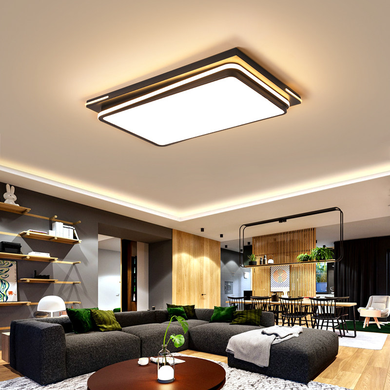 2019年新款客厅灯简约现代大气吊灯饰大厅大灯长方形led吸顶灯具