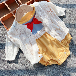 24韩版婴儿针织开衫外套春秋装薄款女童小外套夏装宝宝镂空空调衫