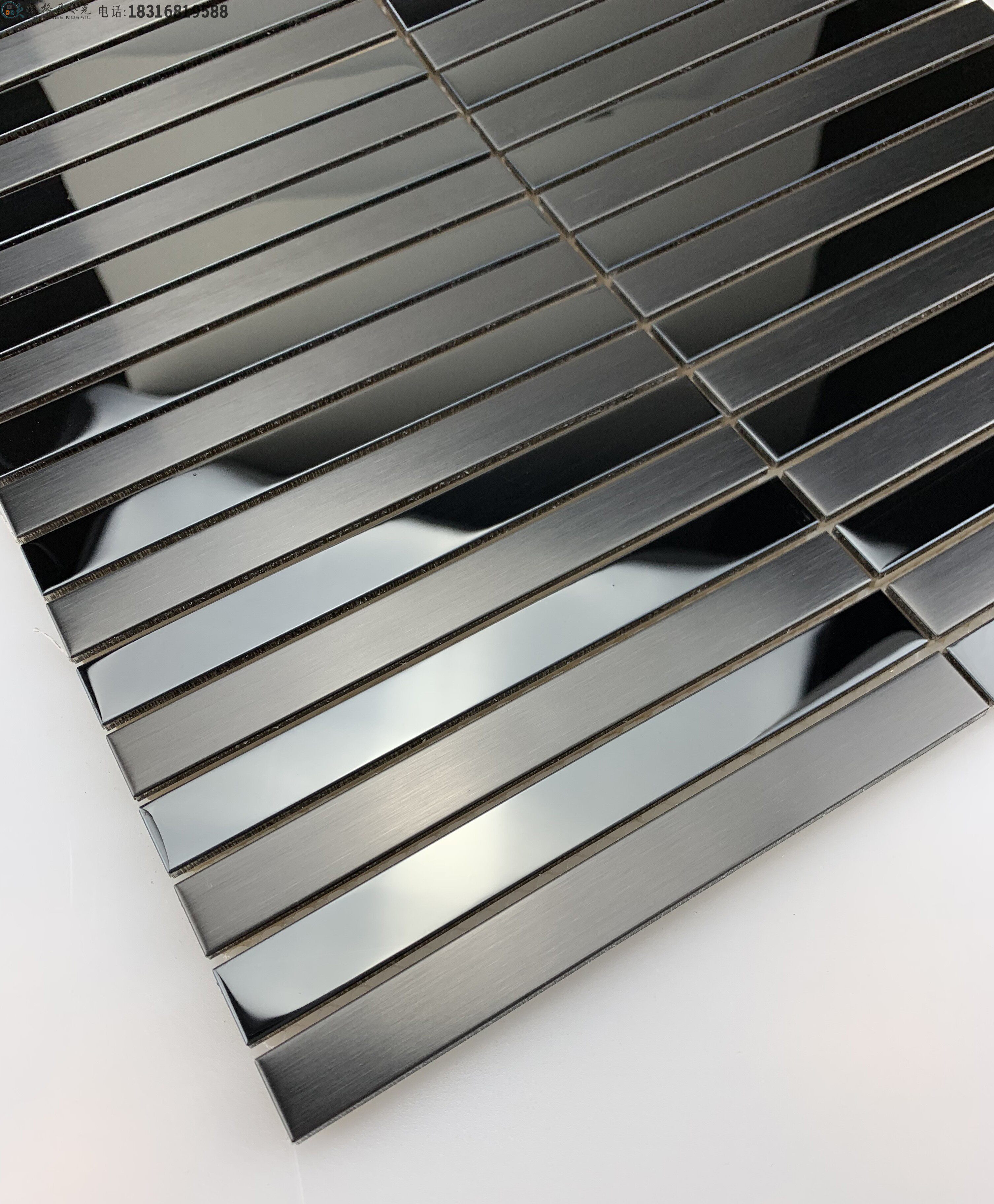 欧尚格金属不锈钢马赛克瓷砖电视背景墙黑色客厅玄关餐厅墙贴墙砖
