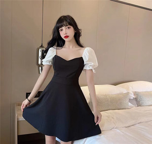 Real shot sexy nightclub black dress cute careful machine backless bandage waist dress