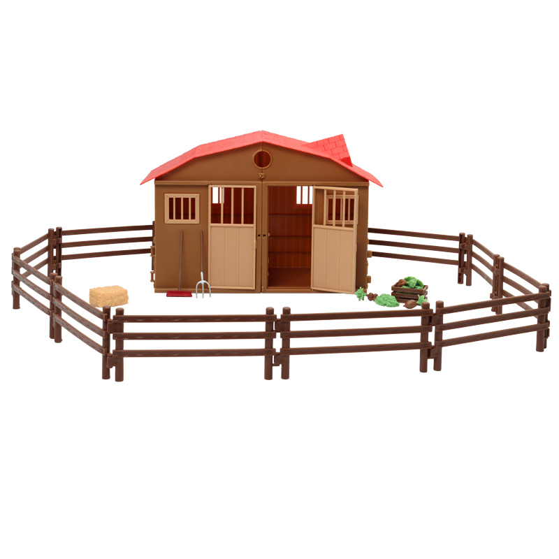仿真动物配套场景模型牧场农场摆件人物玩具小房屋农夫塑料围栏
