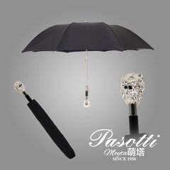 正品Pasotti雨伞 意大利进口 定制黑色伞面 银狮子折叠伞 商务伞