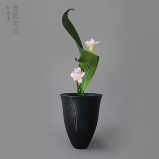 日本进口池坊花器插花器皿日式花道禅意轻奢陶瓷创意干花花瓶摆件