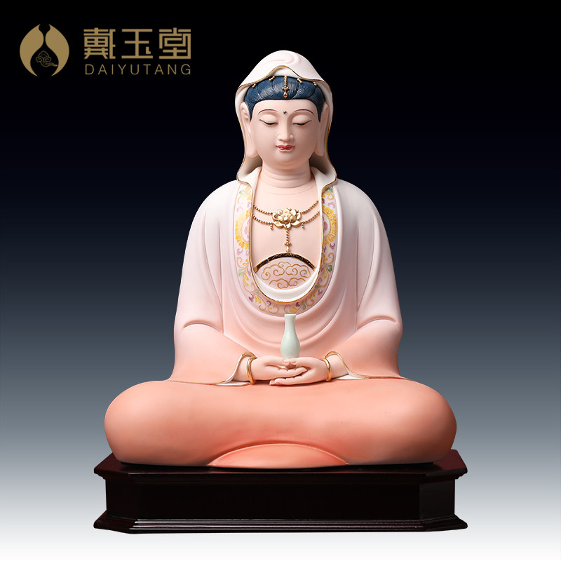 戴玉堂 陶瓷摆件《唐彩 观音菩萨像》林建平极彩限量佛像供奉家用