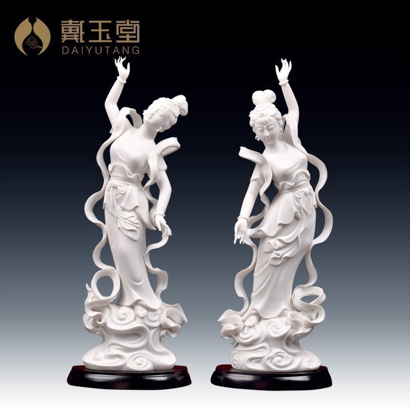 戴玉堂 敦煌飞天摆件 陶瓷雕塑工艺女神仙女侍女乔迁新居开业礼品