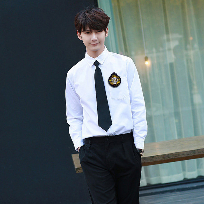 春秋款初中高中生学院风长袖白衬衫西裤套装男学生班服合唱演出服