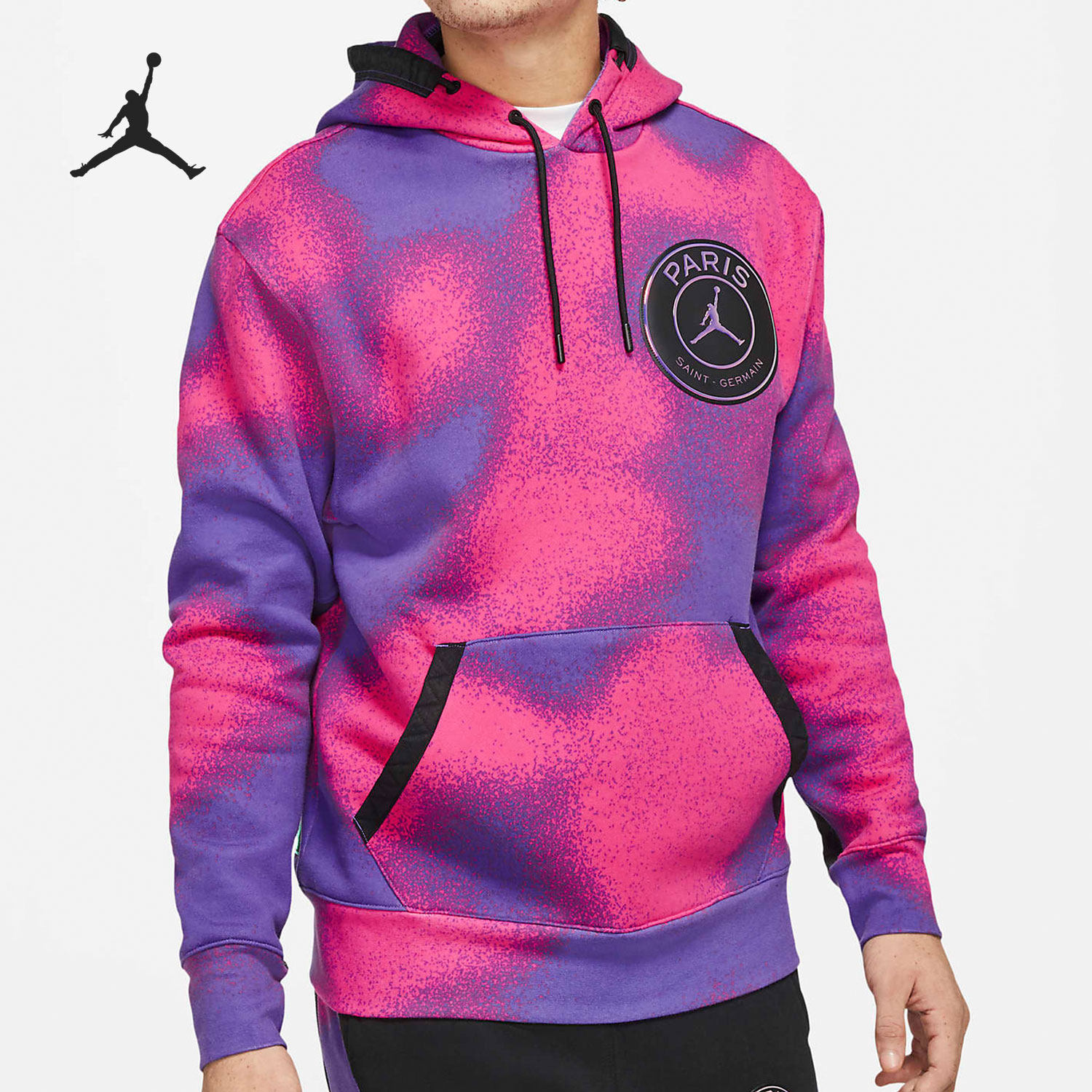 券大全—nike/耐克正品 jordan 巴黎圣日耳曼男子印花套头连帽卫衣 ck