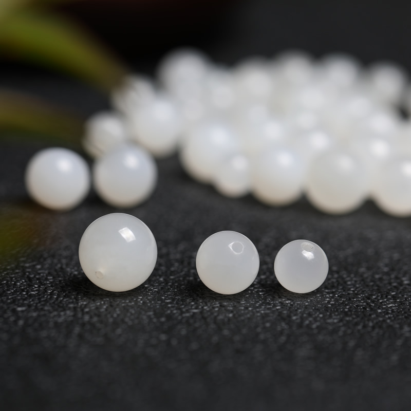 和田玉珠子玉石散珠羊脂玉白玉圆珠老型珠天然正品项链手链diy女