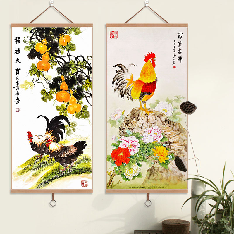生肖大公鸡吉祥招财挂画金鸡报晓雄鸡图福禄客厅玄关风水装饰画