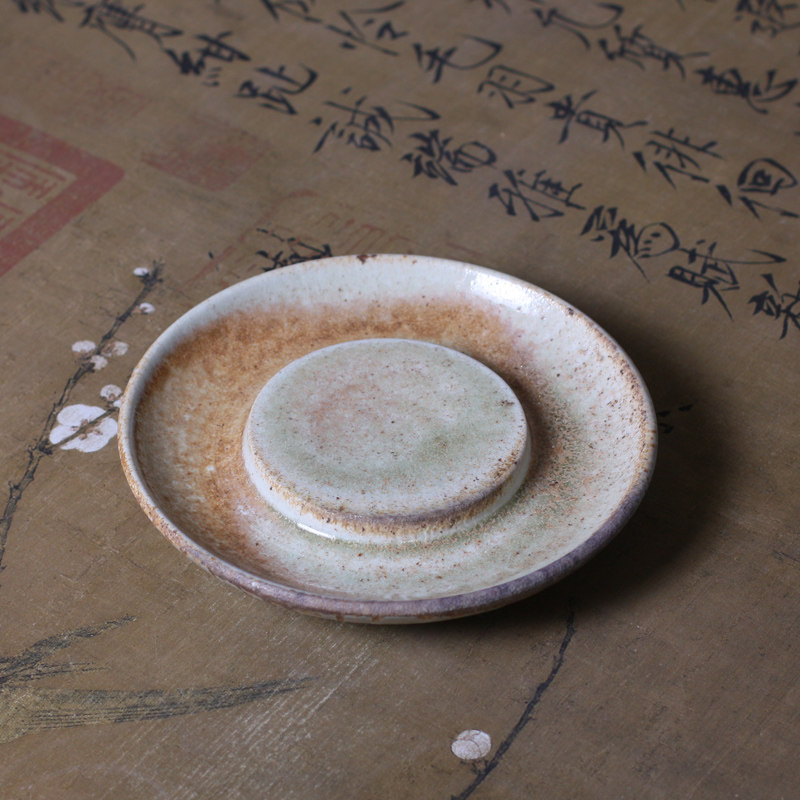 景德镇陶瓷壶承柴烧茶托柴窑自然落灰养壶垫无釉裸烧中式干泡盘
