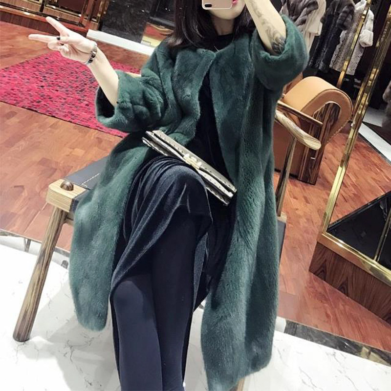 胖妹妹mm冬季大码皮草200斤宽松加肥水貂外套女士保暖加绒中长款