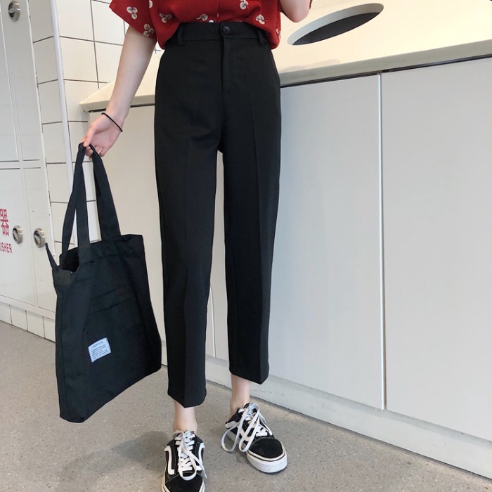 2020春夏季女装新品韩国西装裤女高腰显瘦垂感九分阔腿裤宽松裤子在类目 女装/女士精品, 裤子, 休闲裤中 - 来自Buy2taobao.com提供专业的淘宝代购服务