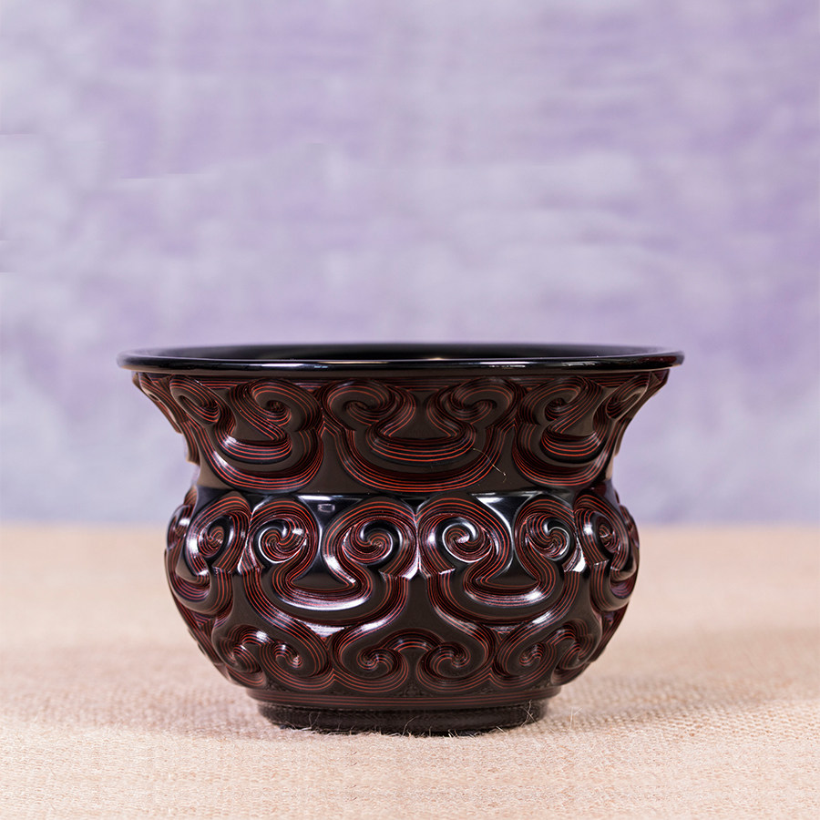 剔犀 何漆坊作品《渣斗》奓斗,唾壶  茶器  大漆云雕漆器