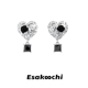 Esakoochi暗夜玫瑰~黑色花朵肌理爱心耳钉黑钻个性甜酷风耳饰复古