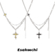 Esakoochi十字花纹项链黑色黄色小众独特特高级感锁骨链甜酷