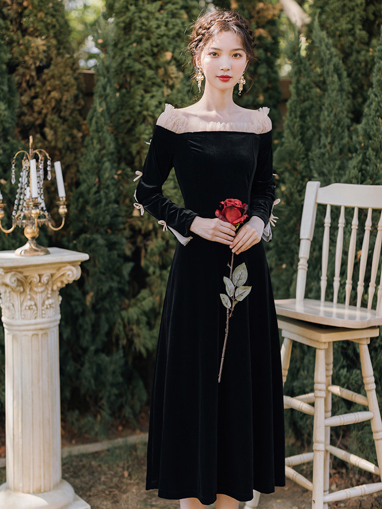 特价一字领礼服女宴会