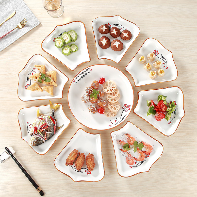 创意家用海鲜拼盘餐具 网红陶瓷拼盘餐具组合 过年聚餐圆桌盘子