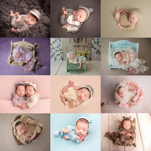 新生儿满月儿童摄影拍照蕾丝花边针织背心马夹古装裙子摄影道具