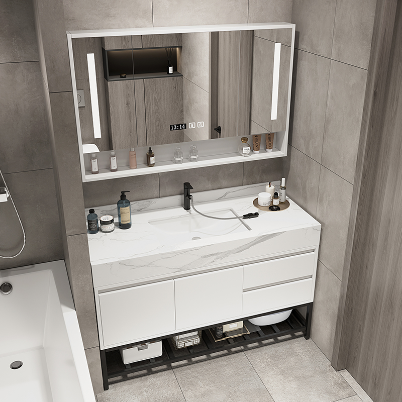 轻奢岩板浴室柜组合智能卫生间洗手脸盆柜洗漱台一体现代简约镜柜