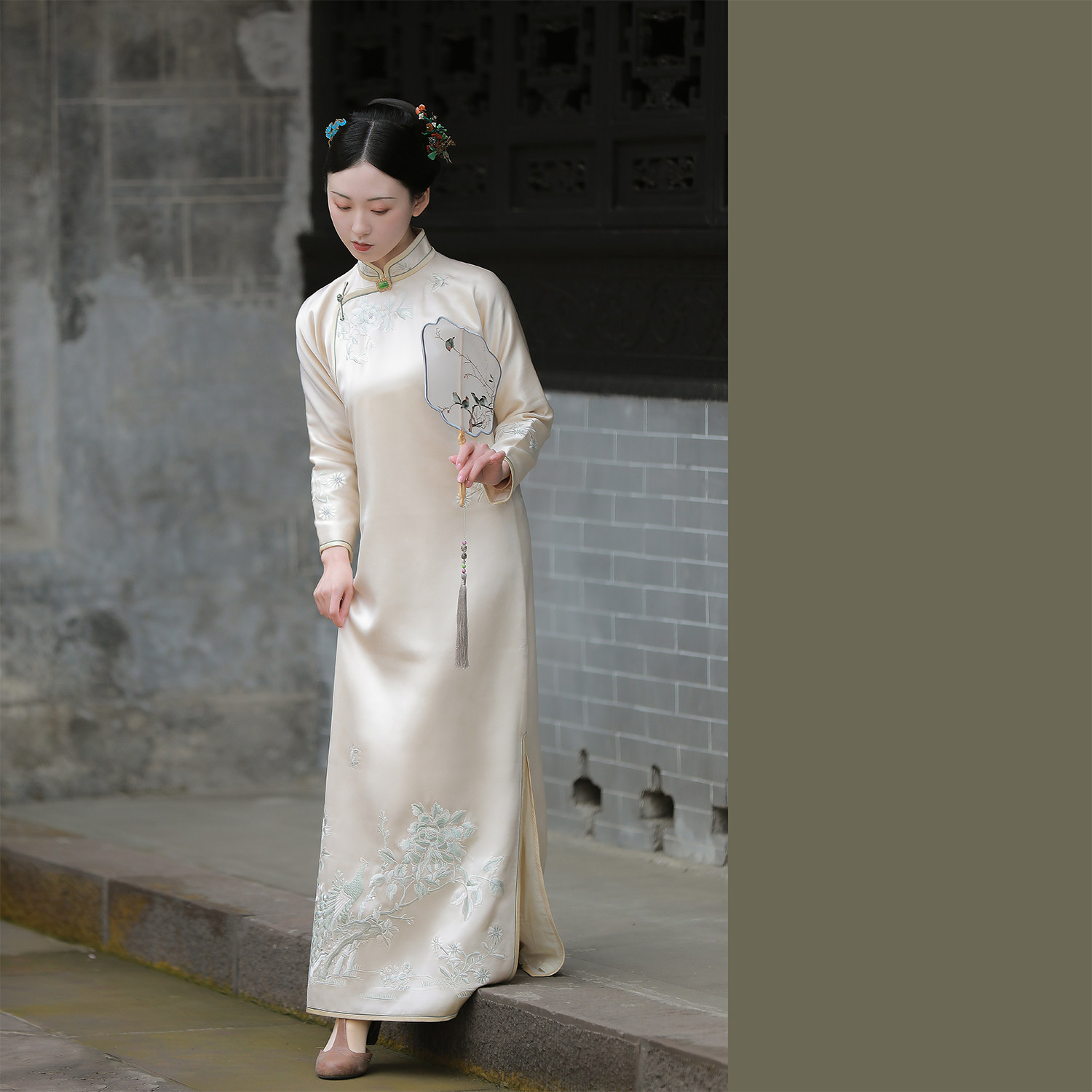 天姿雪丨一城风絮丨复古立领盘扣全开襟无省古法平裁旗袍日常长款