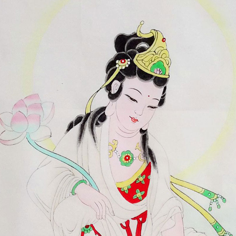刘建 工笔画作品《观世音菩萨》