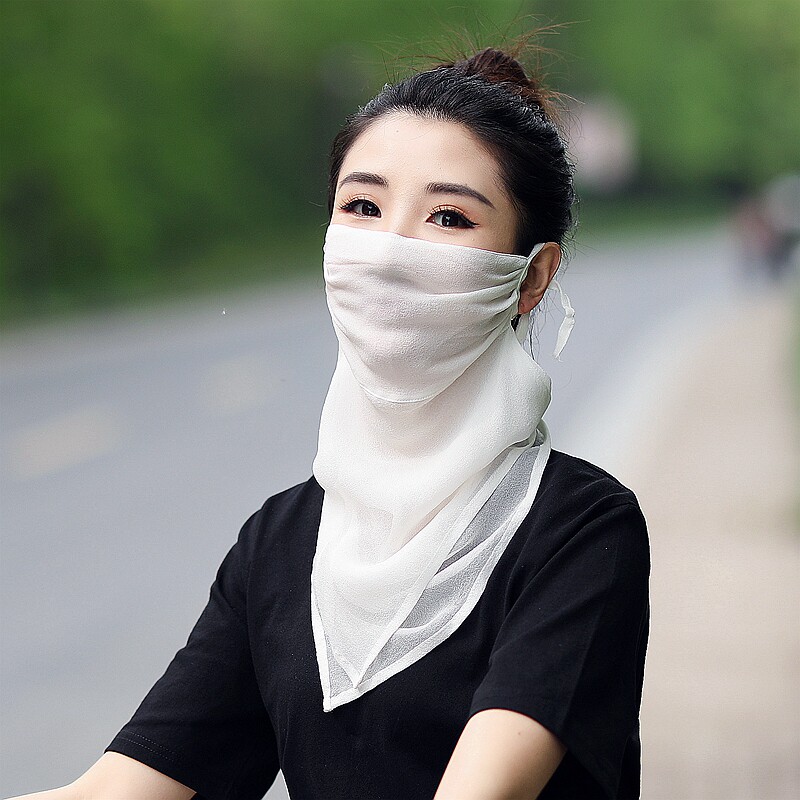 3元 夏季女100%桑蚕丝网眼防晒脖套 纯真丝针织假领套头围脖丝巾围巾