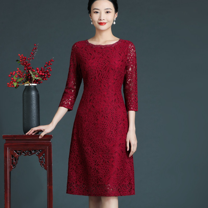 参加新娘结婚礼妈妈礼服秋装连衣裙嫁女儿年轻母亲胖喜婆婆婚宴装