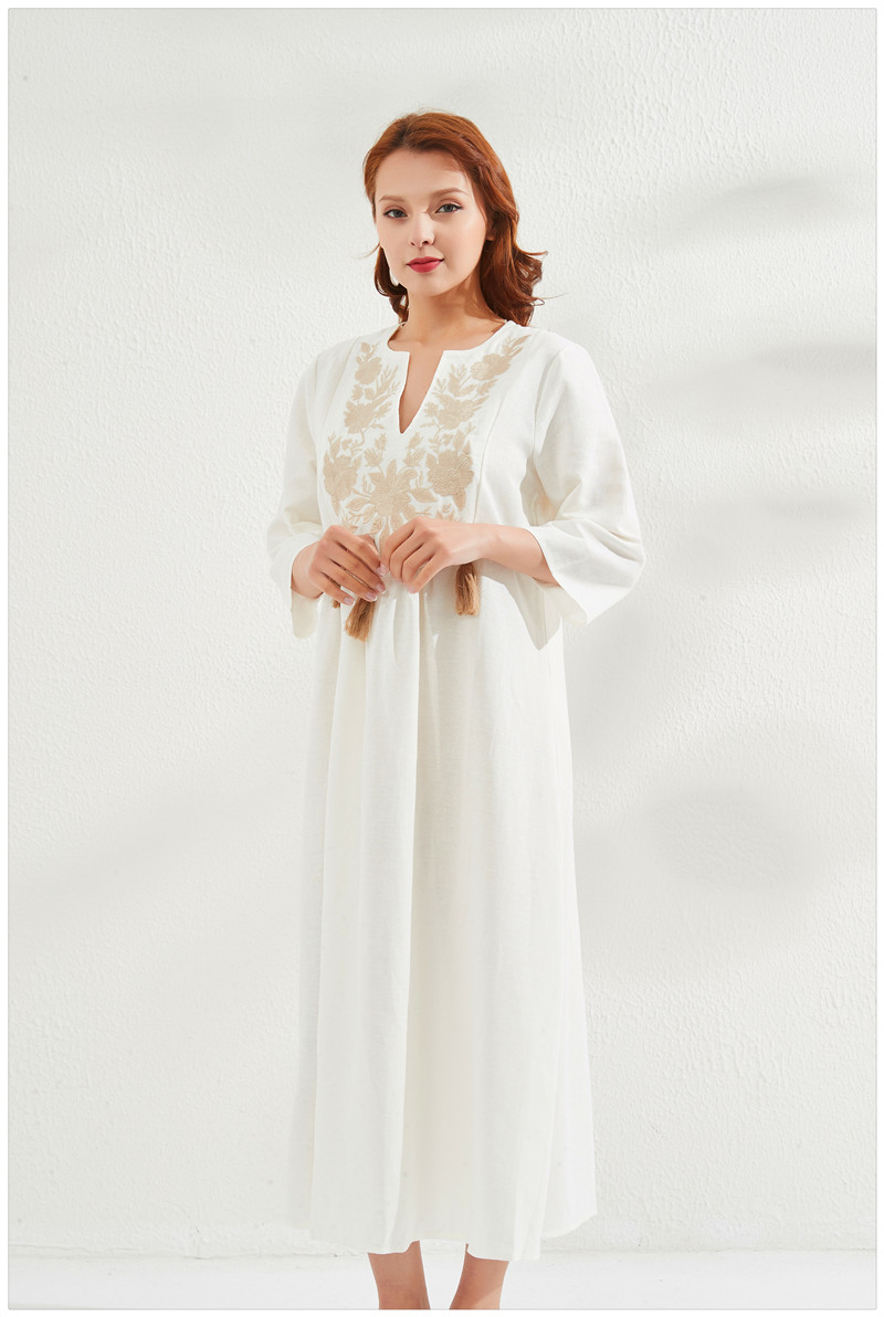 棉绸亚麻连衣裙女夏2020夏装新款棉麻大码女装贵夫人裙子减龄