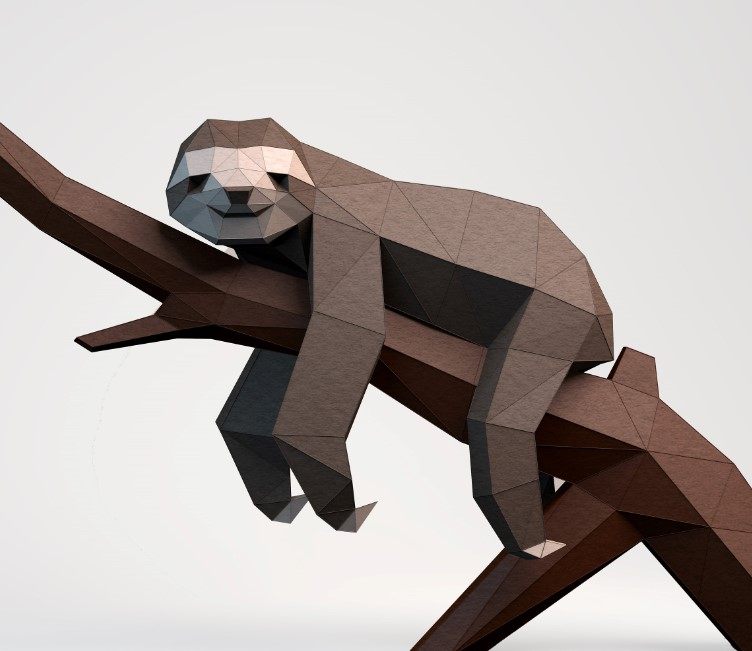 欧美创意3d纸模diy纸模澳洲树獭工艺品墙壁装饰手工制作工具包