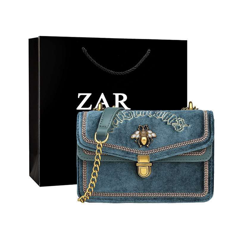 2020秋冬新款女士小ck包包时尚百搭单肩斜挎包女包ins丝绒蜜蜂包