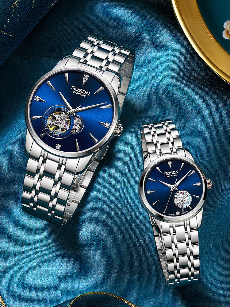 劳士顿_劳士顿日月星辰机械表情侣款正品一对镂空时尚2021年新款手表