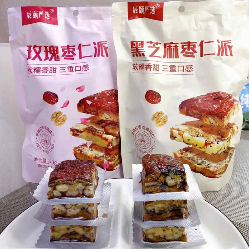 辰颐物语新疆枣仁派玫瑰味+芝麻味480g口感好剂零食旗舰店