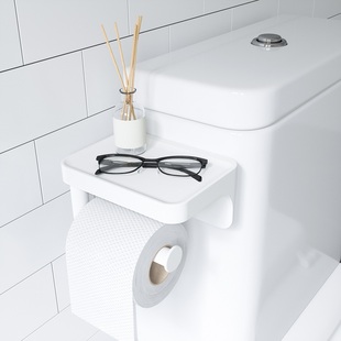 umbra厕所卷纸架卫生间纸巾架免打孔手纸盒壁挂置物架吸盘牙刷架