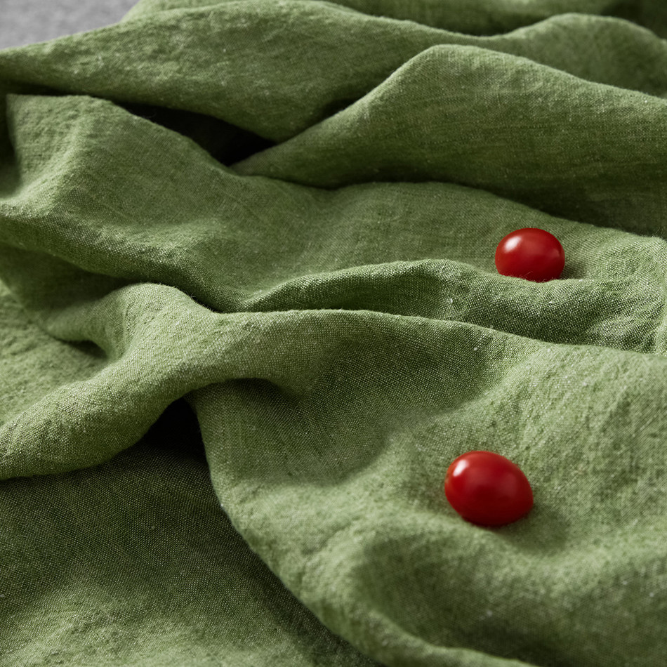 【绿芜】秋冬加厚纯亚麻色织砂洗麻料风衣外套裤子衬衫服装面料