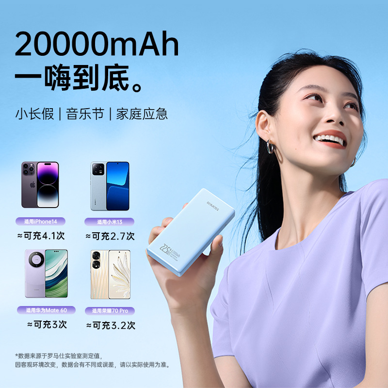 移动电源充电宝自带线20000毫安22.5w超级快充便携AC