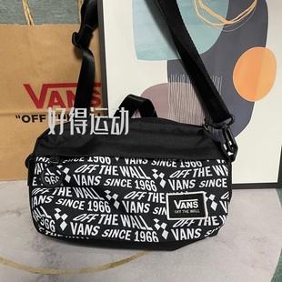 正品VANS/范斯新款斜挎包健身腰包黑色满印运动休闲Bag 男女通用