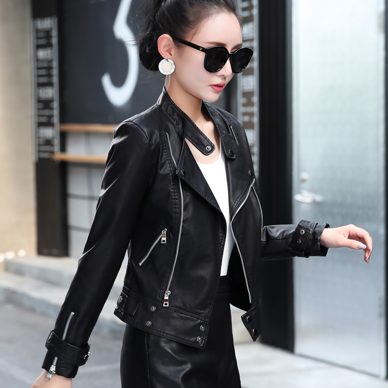 画艺比皮衣女短款机车服皮夹克外套2019秋季女装新款拉链修身