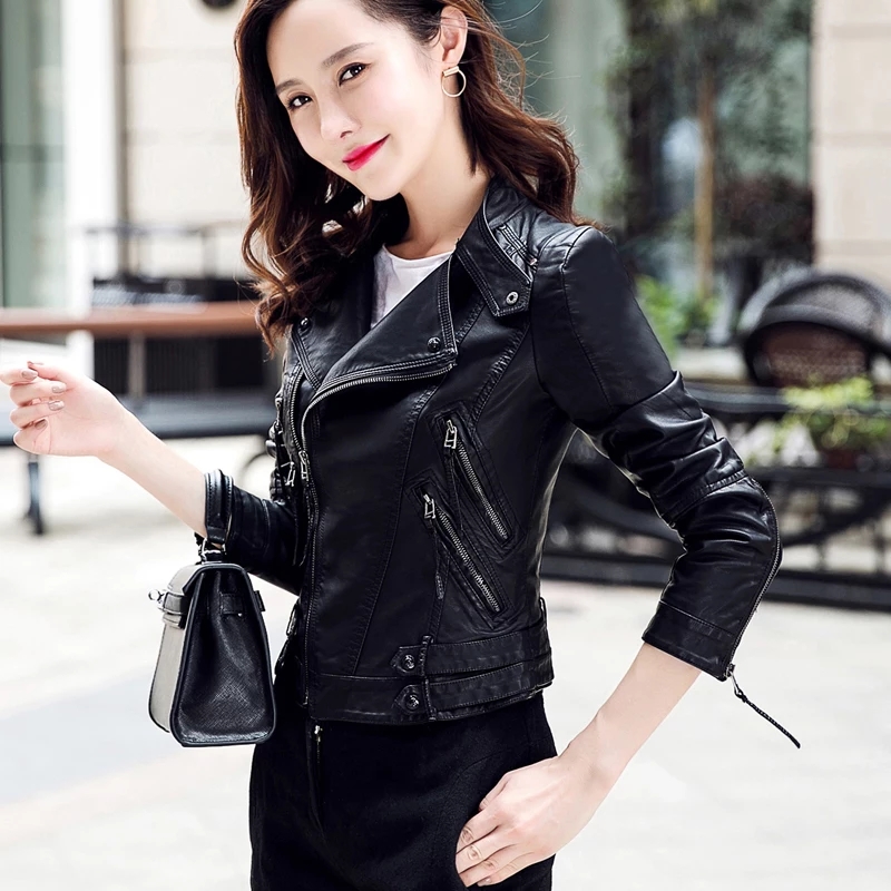 Huayi ratio zipper have cash less than that is registered in the accounts leather clothing washing leather jacket locomotive coat 2022 Self cultivation new pattern Show thinin the Women's clothing/Boutique , Leather clothing category - from Buy2taobao.com to provide professional Taobao agent buy service